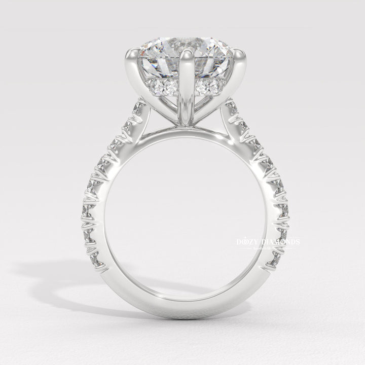 hidden halo bridal ring, luxury round ring, vintage engagement ring, vintage style ring, modern pave ring, classic pave ring, round diamond solitaire, solitaire engagement ring,