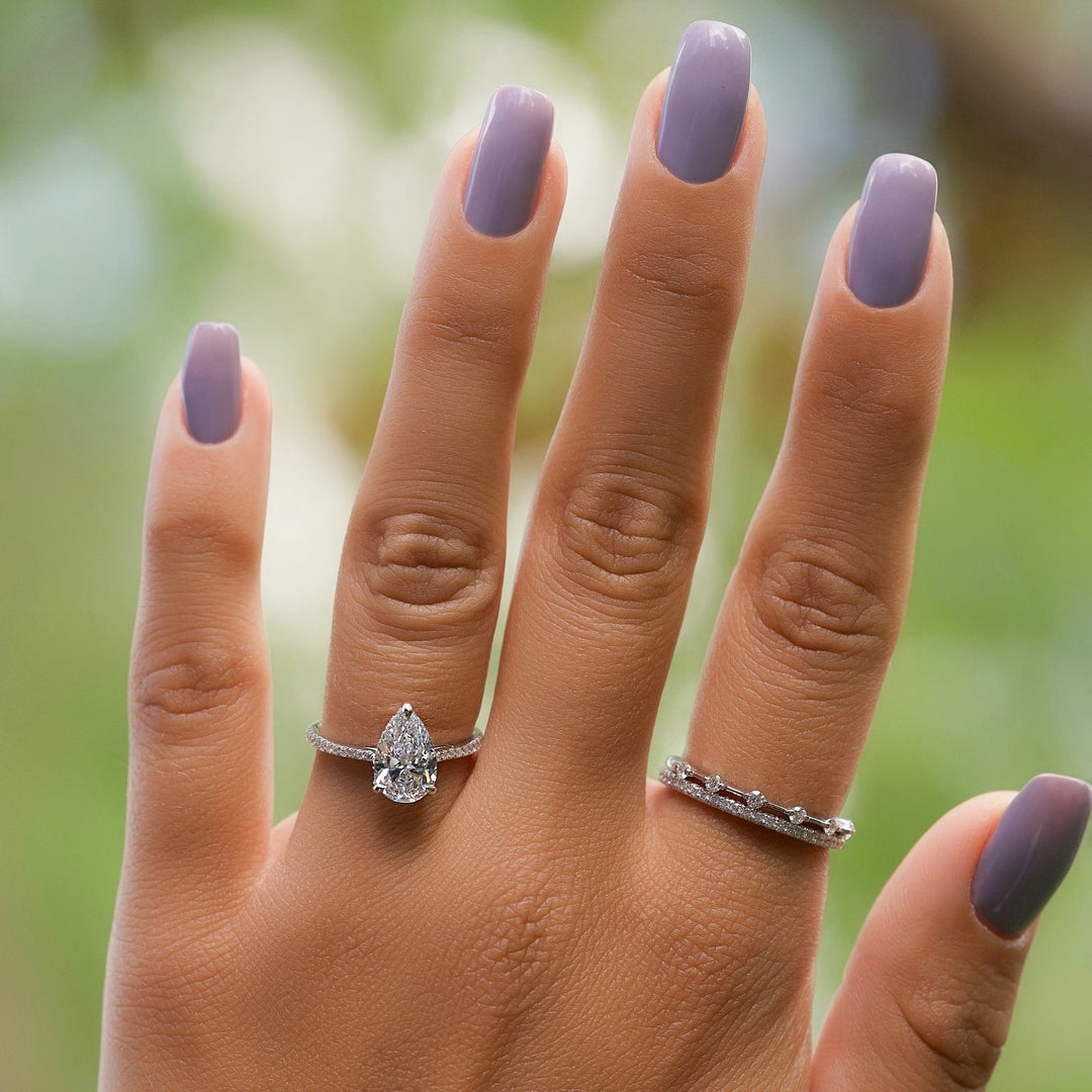 pear pave diamond engagement ring