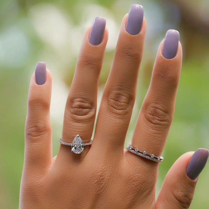pear pave diamond engagement ring