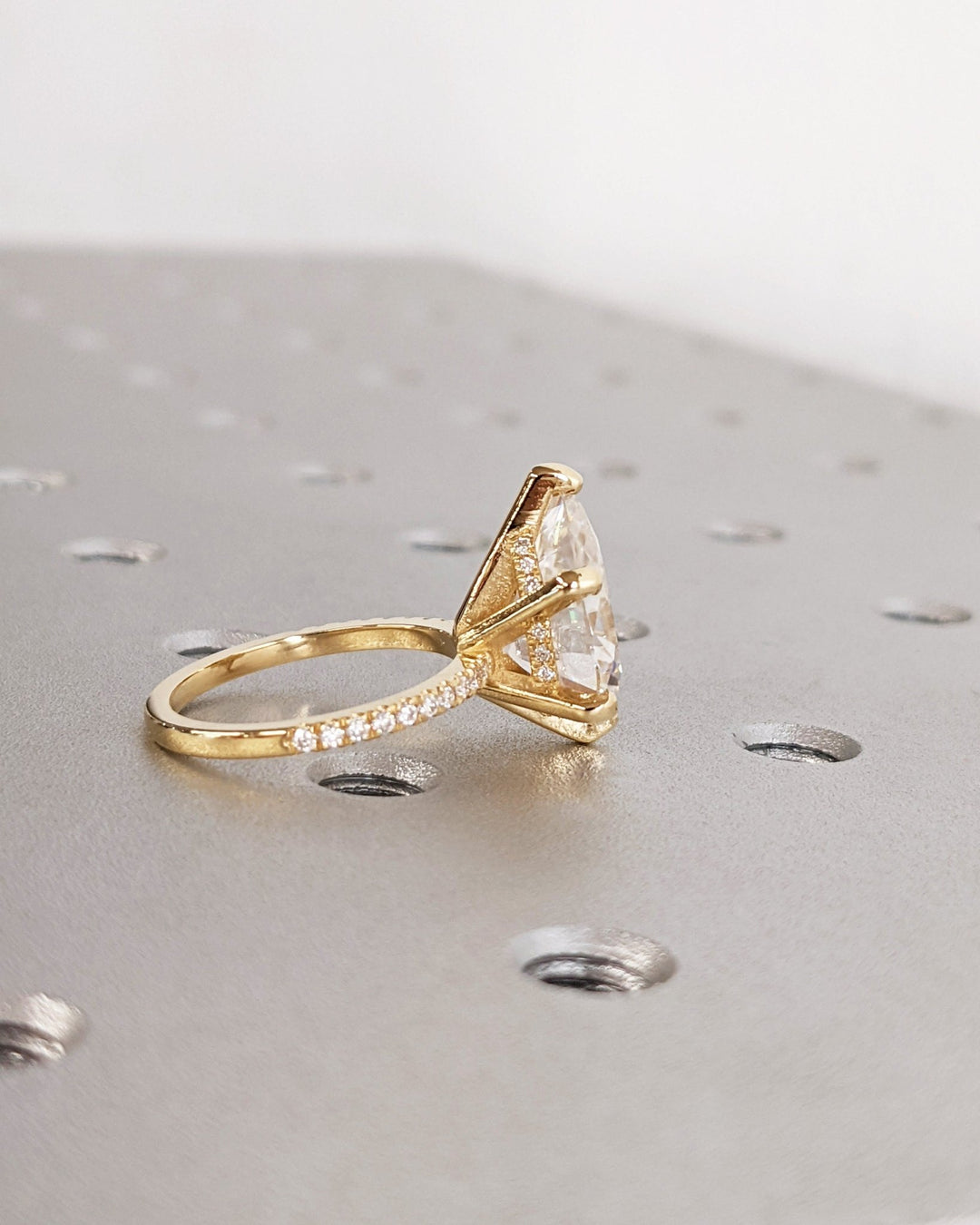 classic pear diamond bridal ring