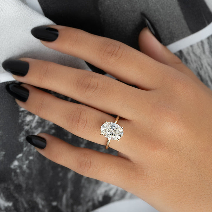 2.0 - 3.0 CT Oval Lab Grown Diamond Hidden Halo Engagement Ring - Doozy Diamonds