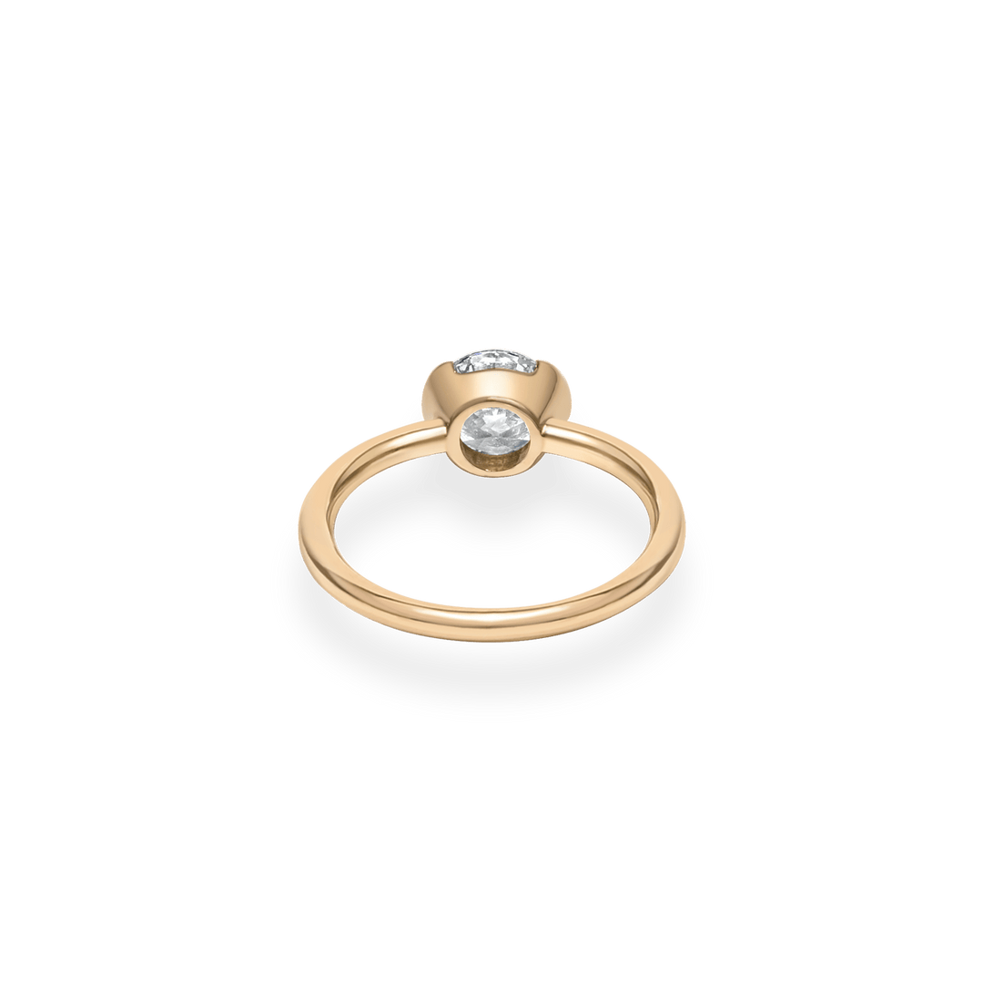1.0CT - 3.0CT Round Cut Lab Grown Diamond Half Bezel Engagement Ring - Doozy Diamonds