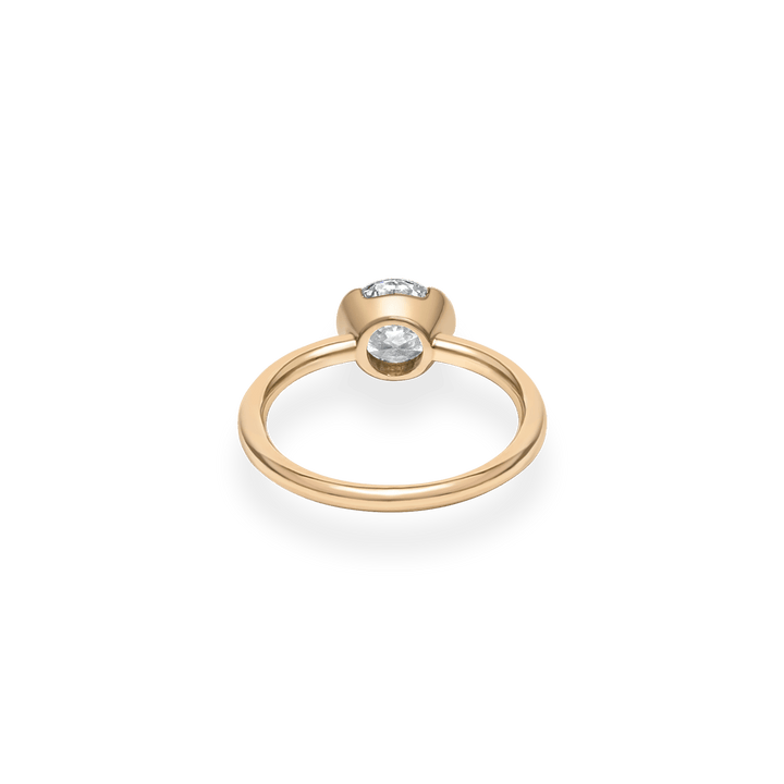 1.0CT - 3.0CT Round Cut Lab Grown Diamond Half Bezel Engagement Ring - Doozy Diamonds