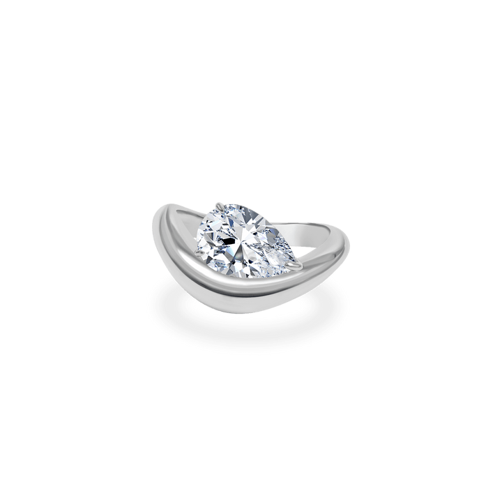 1.0CT - 2.0CT Pear Cut Lab Grown Diamond Wave Dome Engagement Ring for Her - Doozy Diamonds