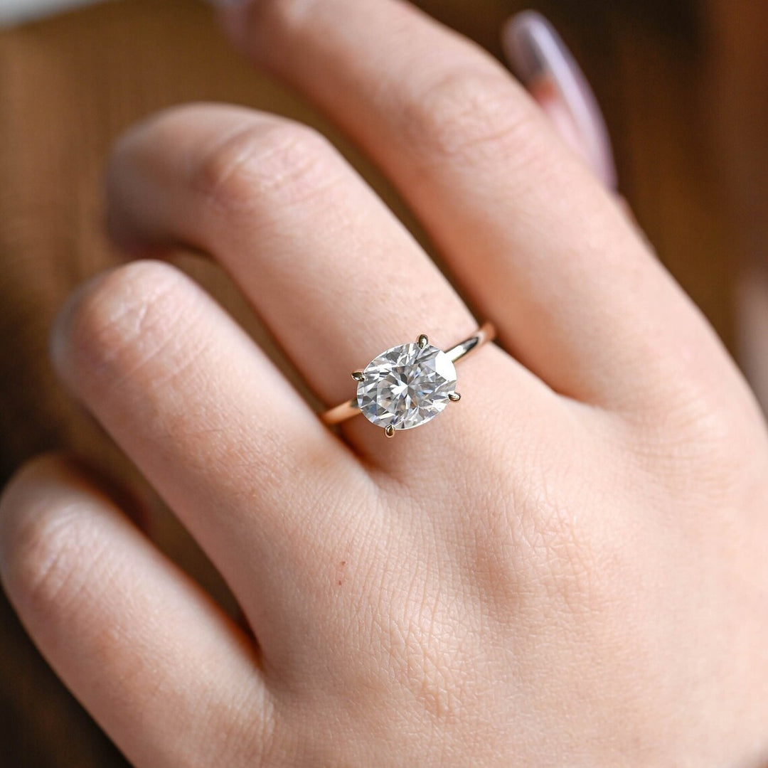 1.50CT East West Oval Cut Solitaire IGI Certified Lab Grown Diamond Engagement Ring For Her