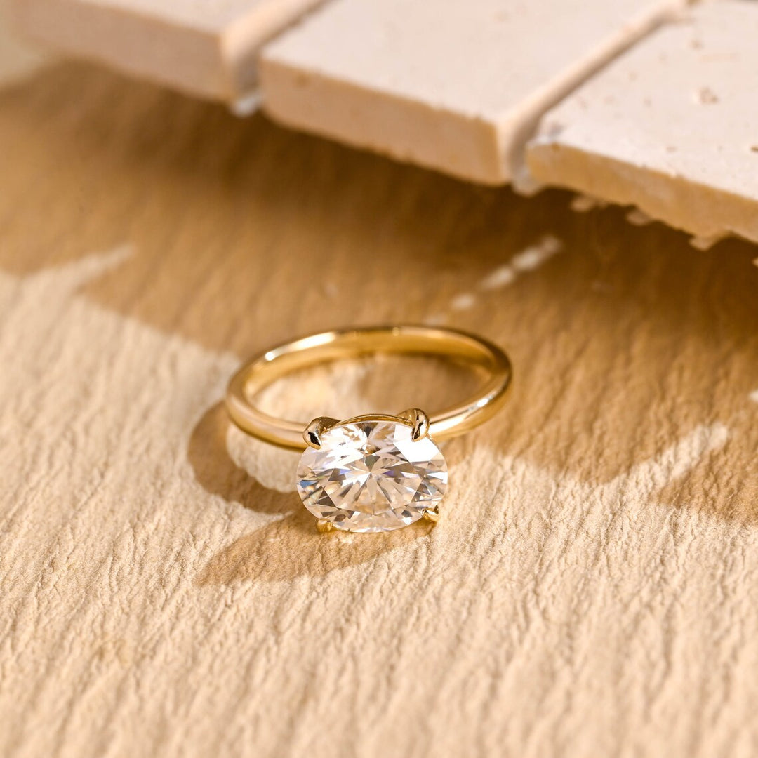 1.50CT East West Oval Cut Solitaire IGI Certified Lab Grown Diamond Engagement Ring For Her