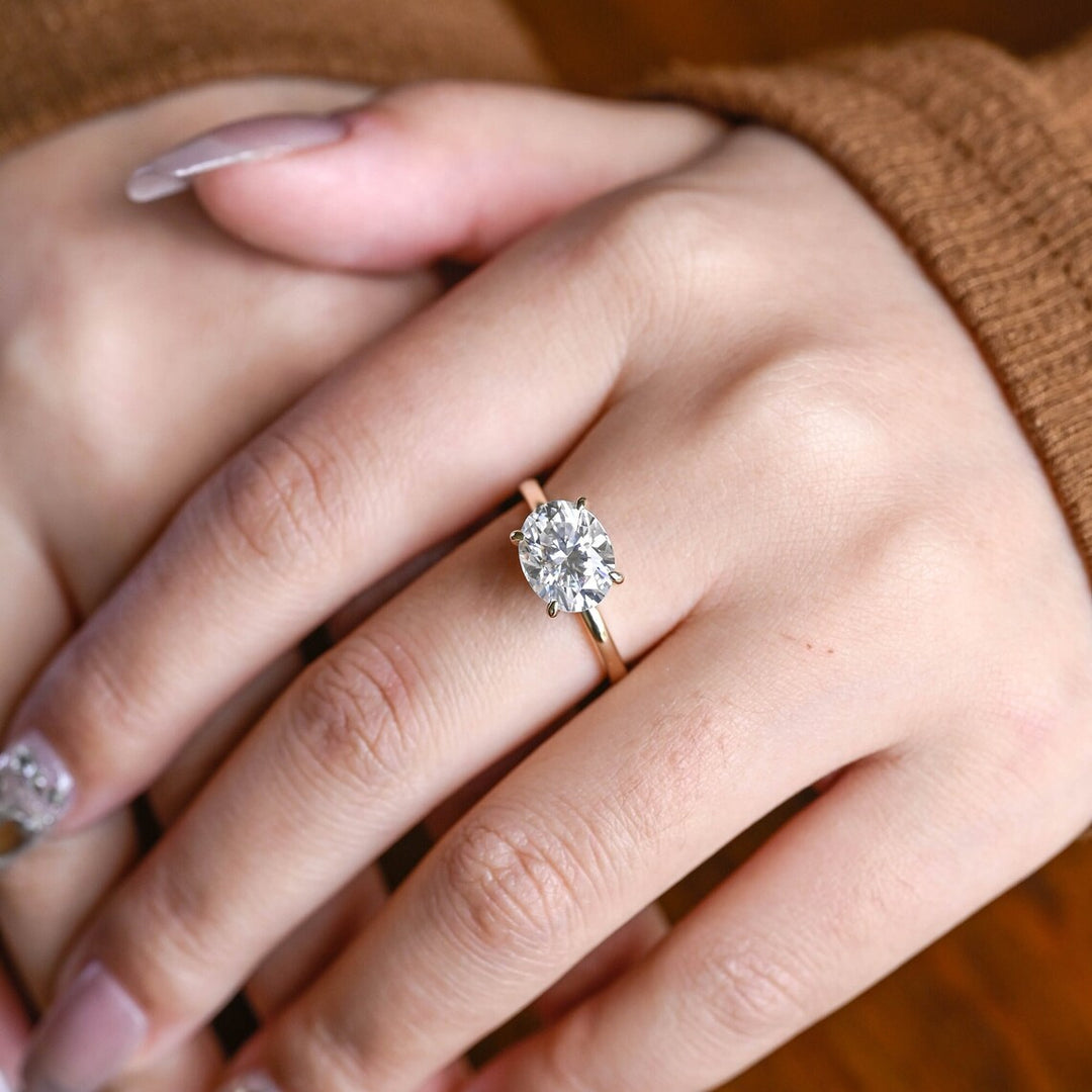 1.50CT East West Oval Cut Solitaire IGI Certified Lab Grown Diamond Engagement Ring For Her