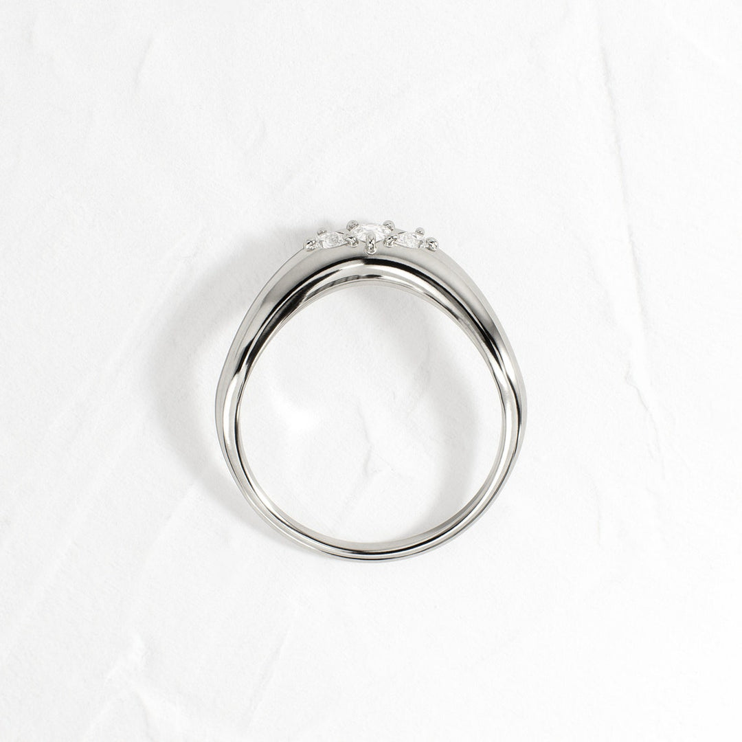 Pear Diamond CVD EF/VVS Unique Curved Wedding Band for Her