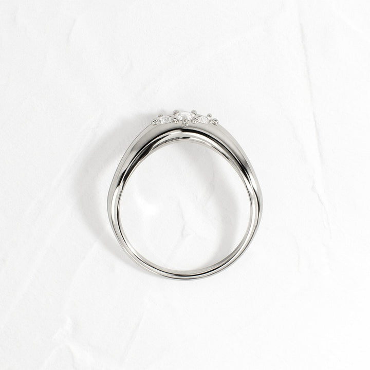 Pear Diamond CVD EF/VVS Unique Curved Wedding Band for Her