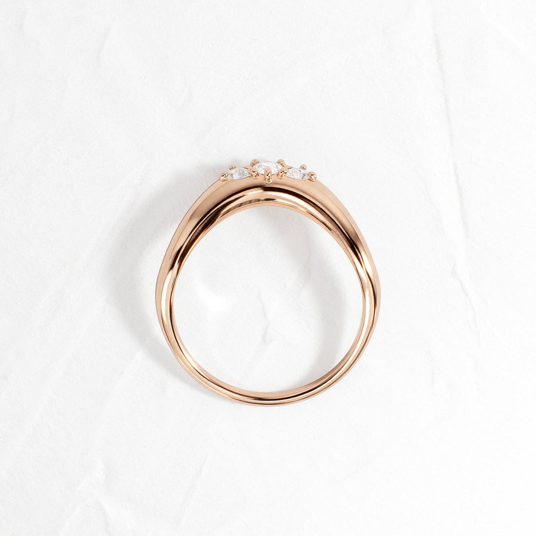 Pear Diamond CVD EF/VVS Unique Curved Wedding Band for Her