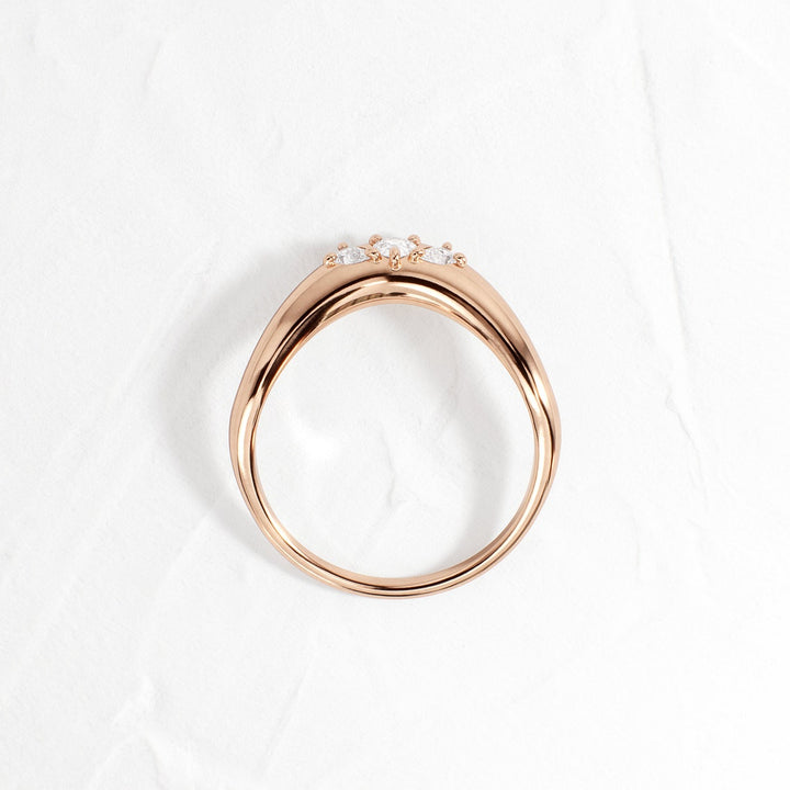 Pear Diamond CVD EF/VVS Unique Curved Wedding Band for Her
