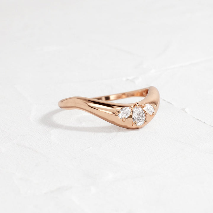 Pear Diamond CVD EF/VVS Unique Curved Wedding Band for Her