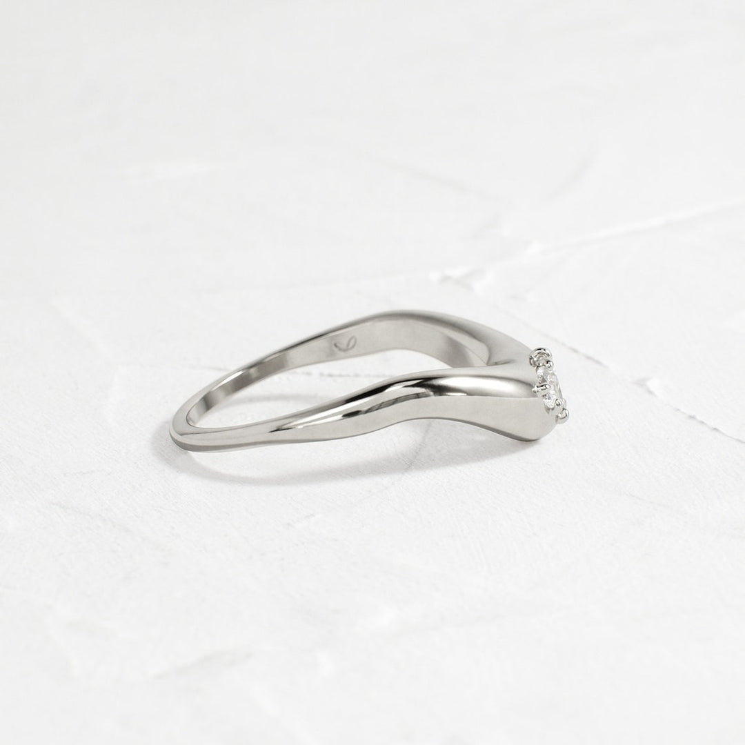 Pear Diamond CVD EF/VVS Unique Curved Wedding Band for Her