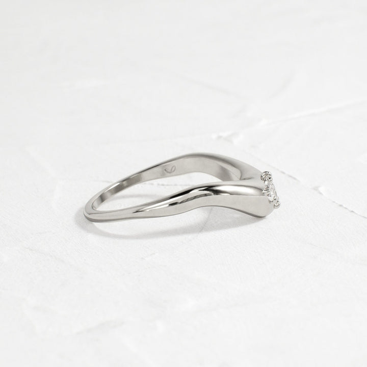 Pear Diamond CVD EF/VVS Unique Curved Wedding Band for Her
