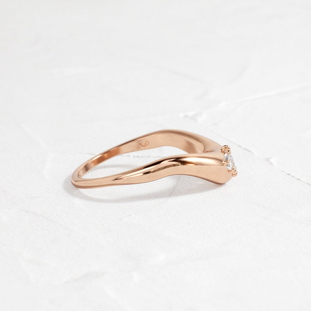 Pear Diamond CVD EF/VVS Unique Curved Wedding Band for Her