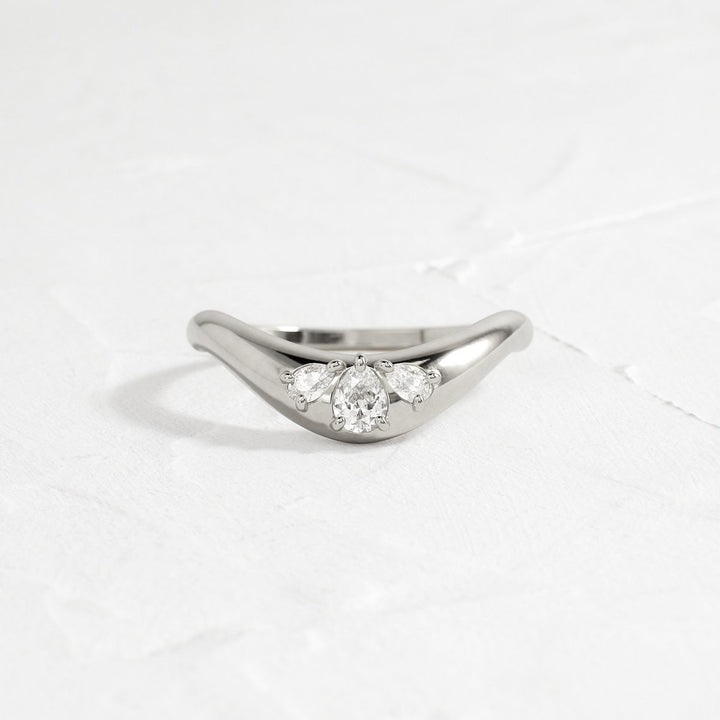 Pear Diamond CVD EF/VVS Unique Curved Wedding Band for Her
