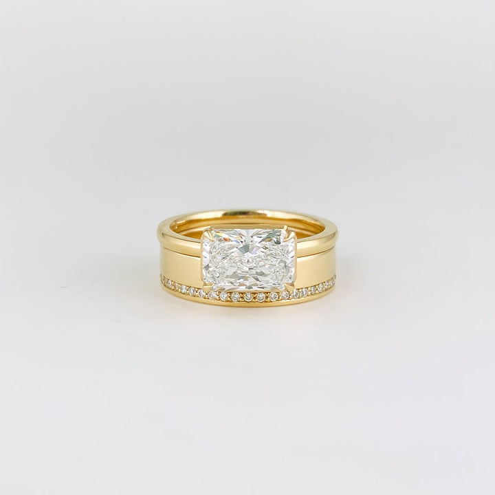 Round Diamond CVD EF/VVS Unique Cigar Style Wedding Band