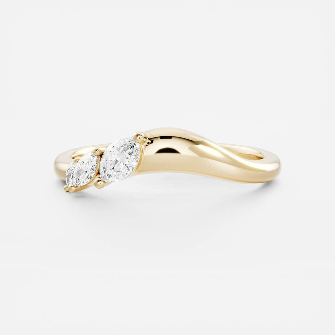 Marquise Diamond CVD EF/VVS Unique Curved Band for Women