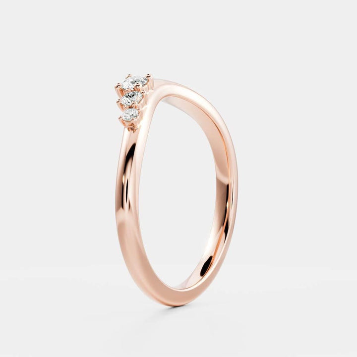 Round Diamond CVD EF/VVS Unique Curved Band for Women