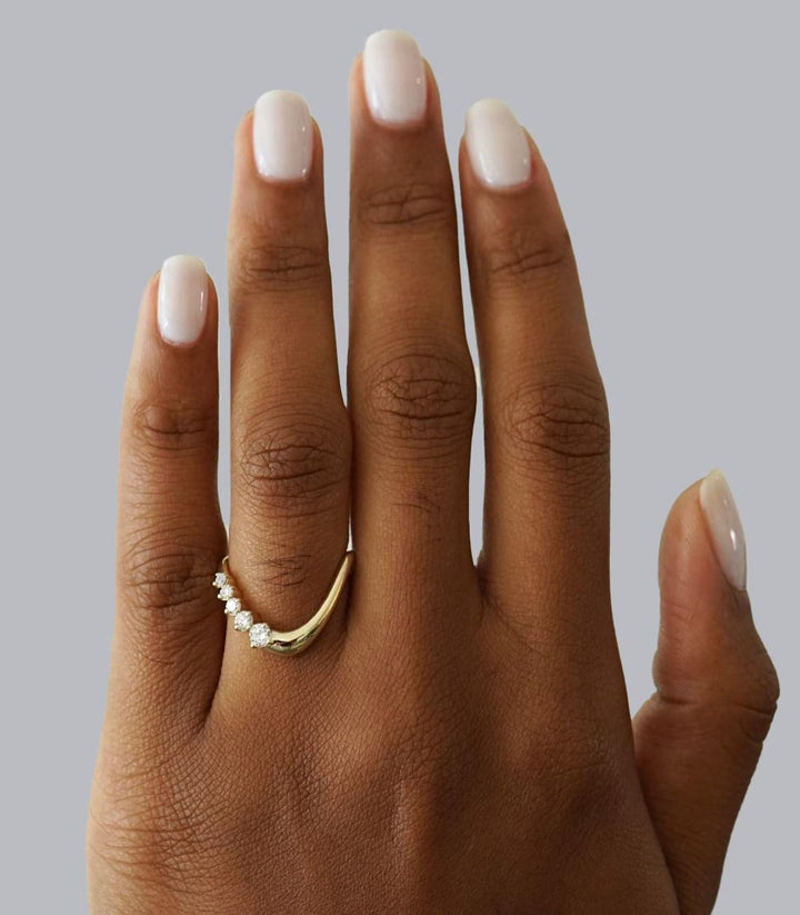 Round Diamond CVD EF/VVS Wave Design Wedding Band