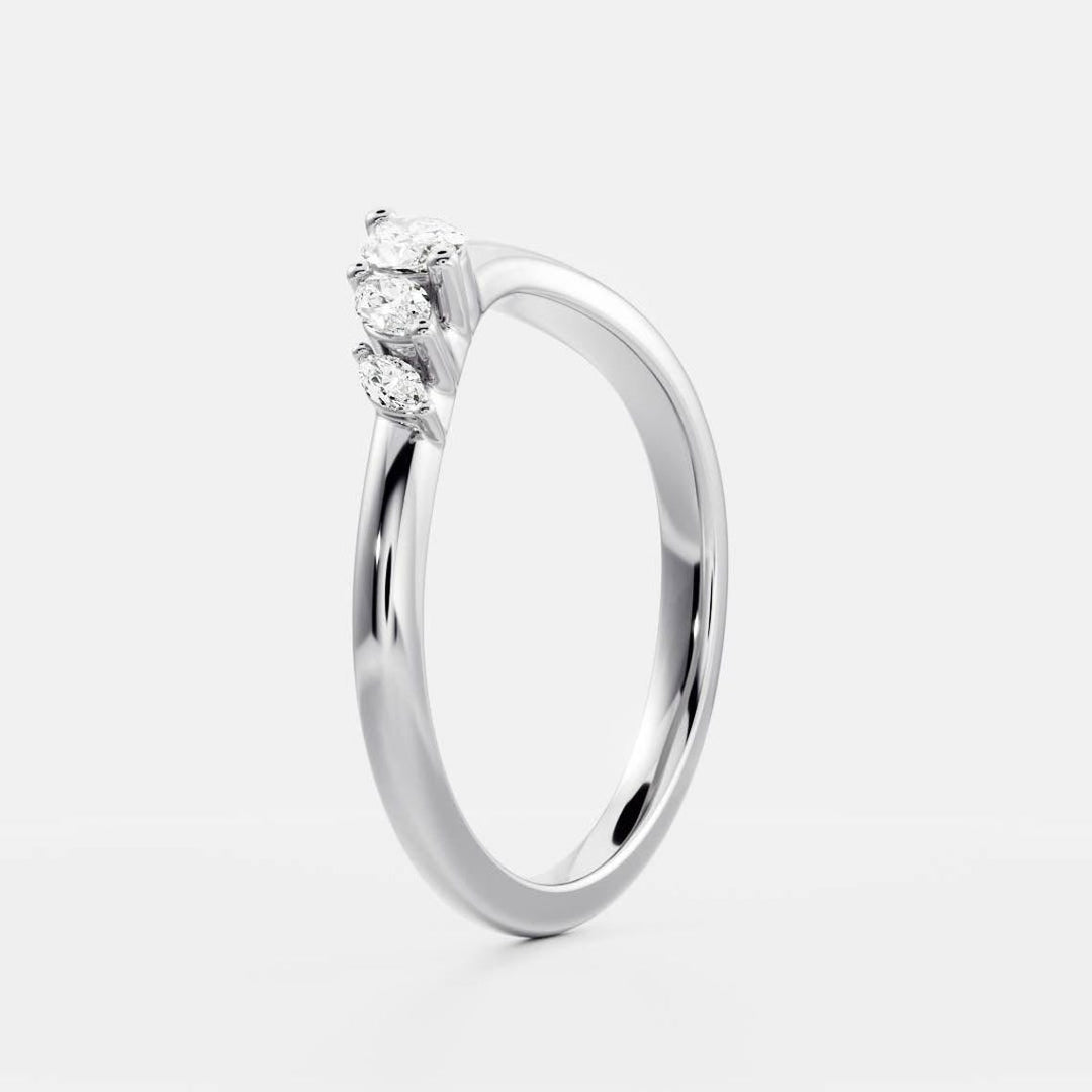 Marquise Diamond CVD EF/VVS Unique Curved Band for Women