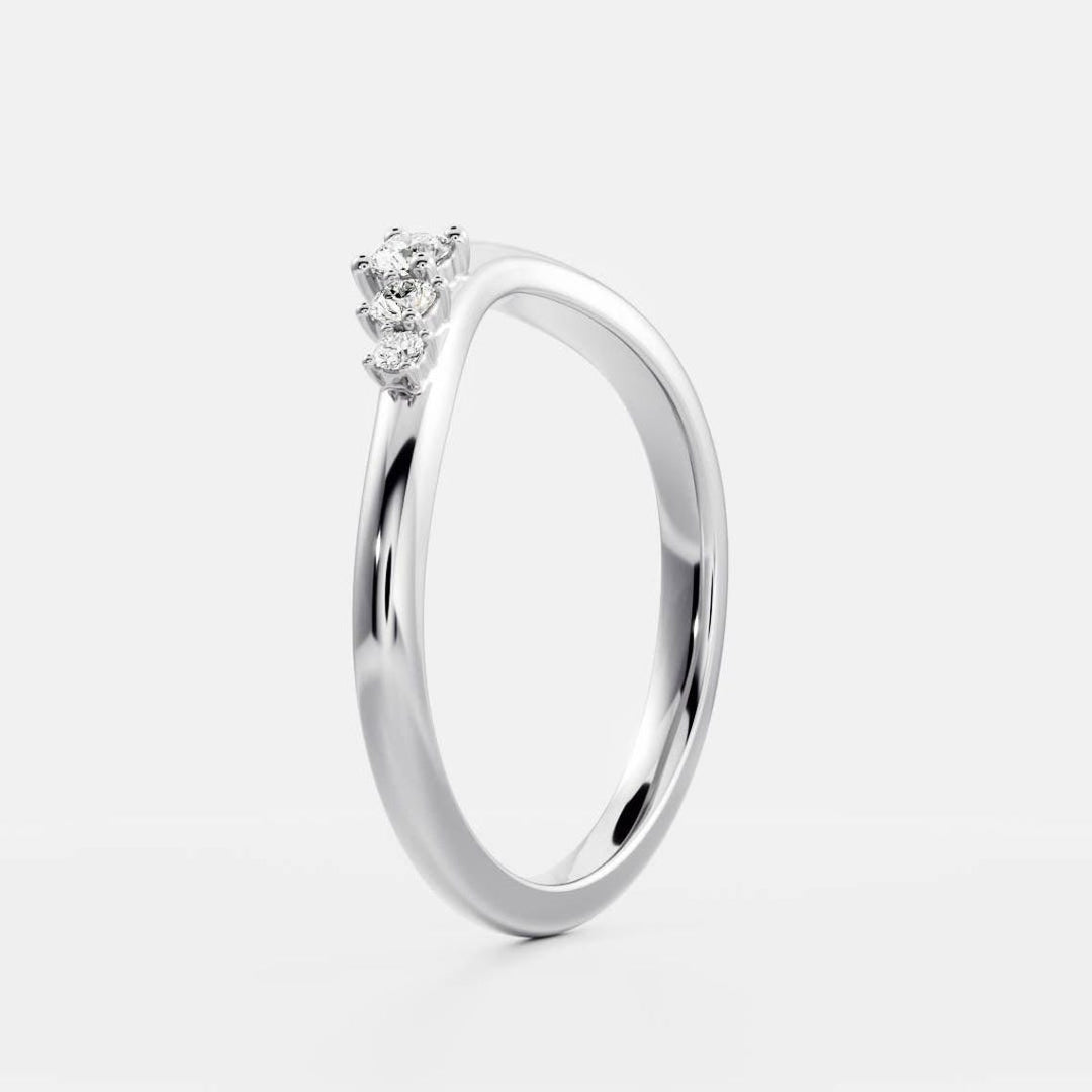 Round Diamond CVD EF/VVS Unique Curved Band for Women