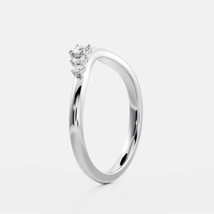 Round Diamond CVD EF/VVS Unique Curved Band for Women