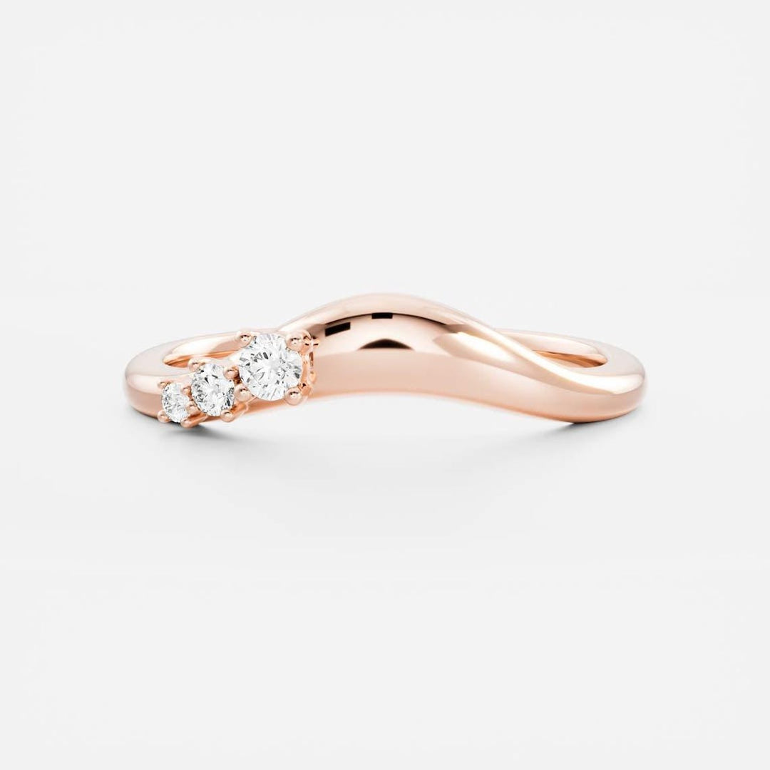 Round Diamond CVD EF/VVS Unique Curved Band for Women
