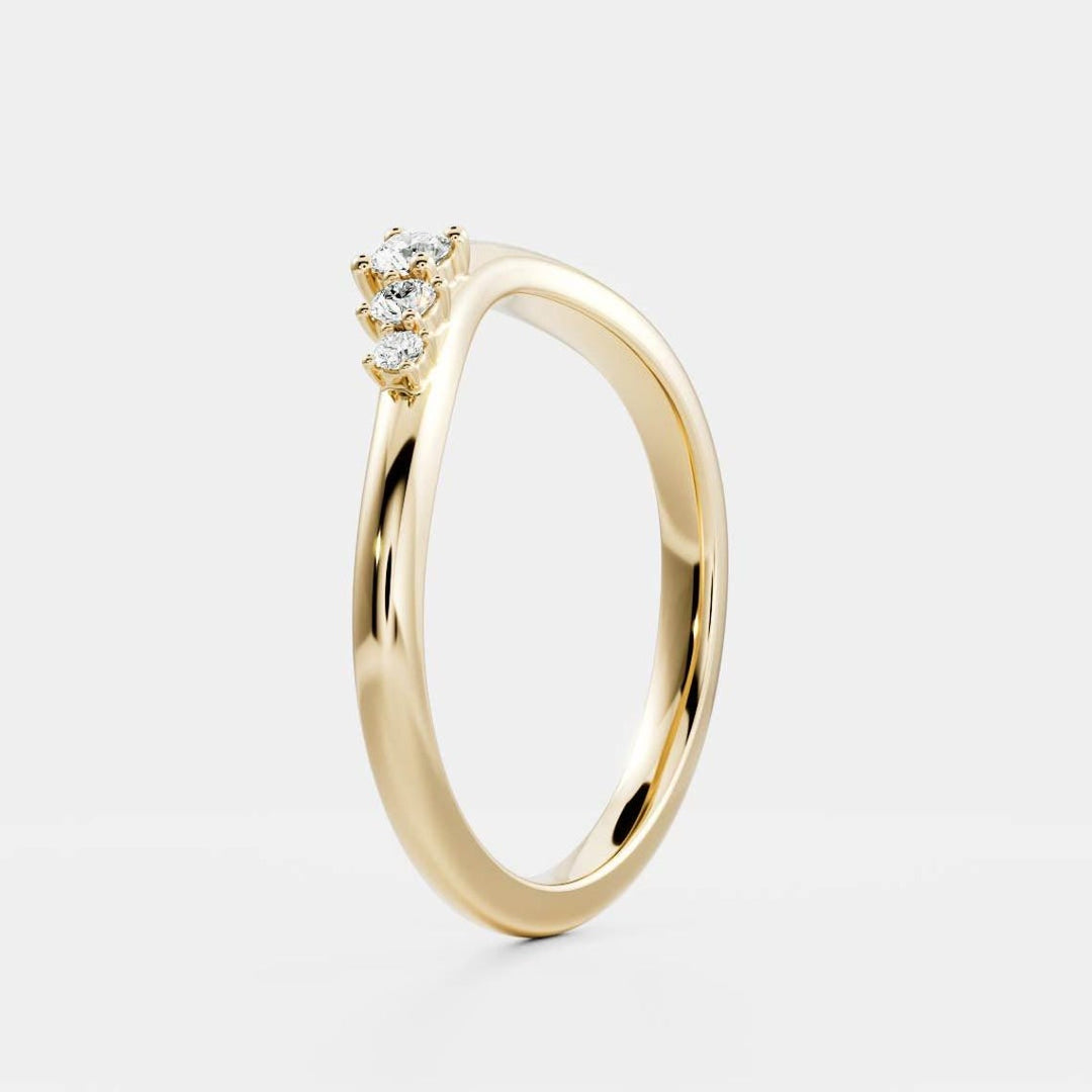 Round Diamond CVD EF/VVS Unique Curved Band for Women