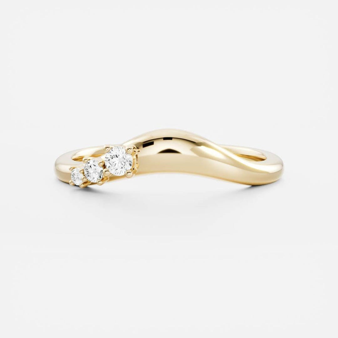 Round Diamond CVD EF/VVS Unique Curved Band for Women