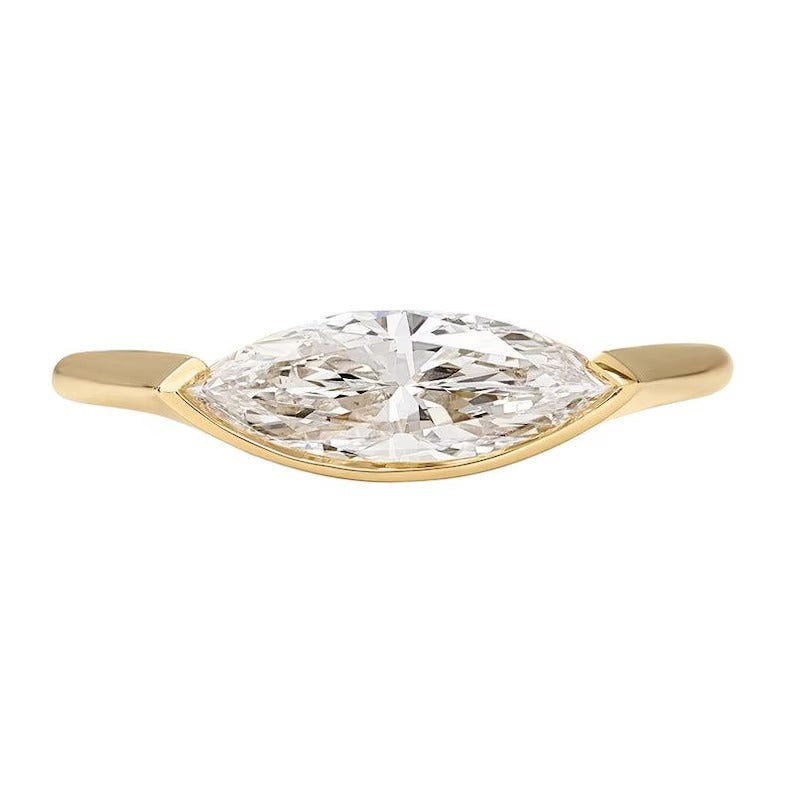 1.0CT-2.0CT East To West Style Marquise Cut Lab Grown Diamond Engagement Ring