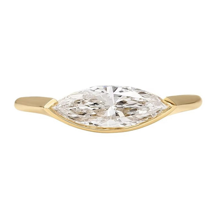 1.0CT-2.0CT East To West Style Marquise Cut Lab Grown Diamond Engagement Ring