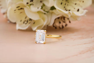 2.50CT Emerald Cut Solitaire Lab Grown Diamond Engagement Ring Minimalist Wedding Ring