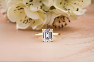 2.50CT Emerald Cut Solitaire Lab Grown Diamond Engagement Ring Minimalist Wedding Ring