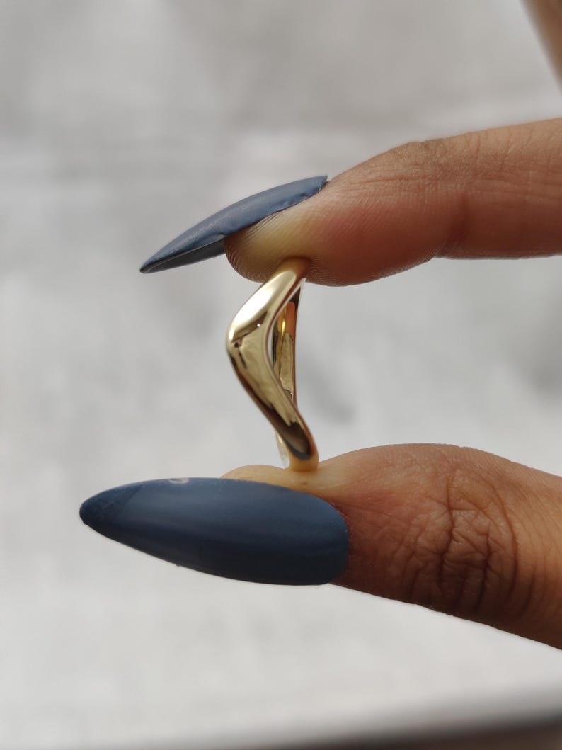 14k|18K Solid Yellow Gold Unique Wavy Curved Wedding Band