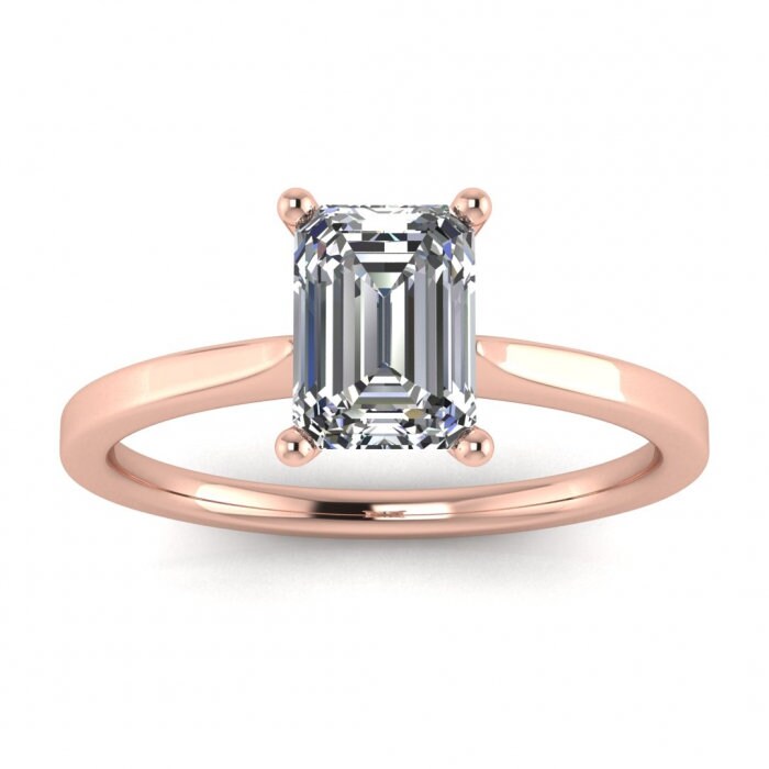 1.0CT Emerald Cut Solitaire Lab Grown Diamond Engagement Ring Minimalist Diamond Wedding Ring