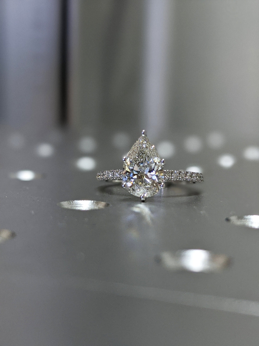 2.0CT Pear Cut Pave Lab Grown Diamond Engagement Ring Pretty Engagement Rings