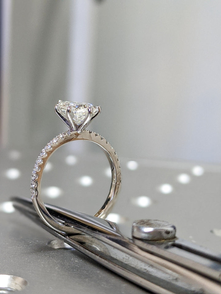 2.0CT Pear Cut Pave Lab Grown Diamond Engagement Ring Pretty Engagement Rings