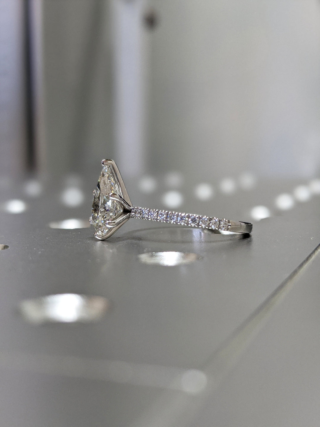2.0CT Pear Cut Pave Lab Grown Diamond Engagement Ring Pretty Engagement Rings