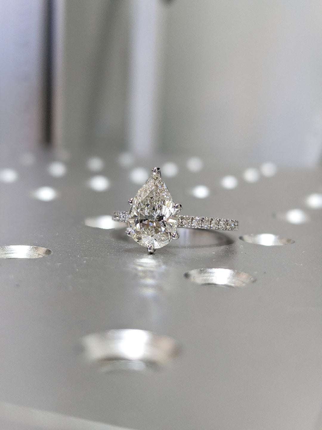 2.0CT Pear Cut Pave Lab Grown Diamond Engagement Ring Pretty Engagement Rings