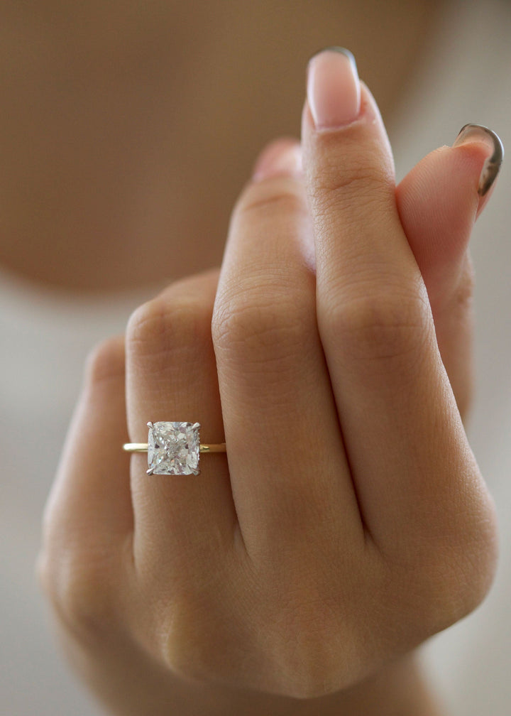 1.50 -3.03 CT Cushion Diamond Engagement Ring With Hidden Halo Setting