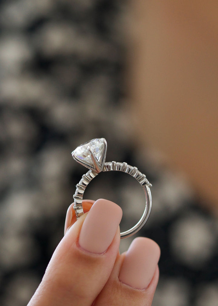 1.0-3.0 CT Round Diamond Pave Engagement Ring