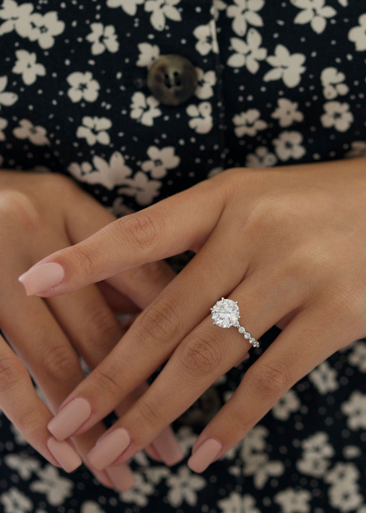 1.0-3.0 CT Round Diamond Pave Engagement Ring