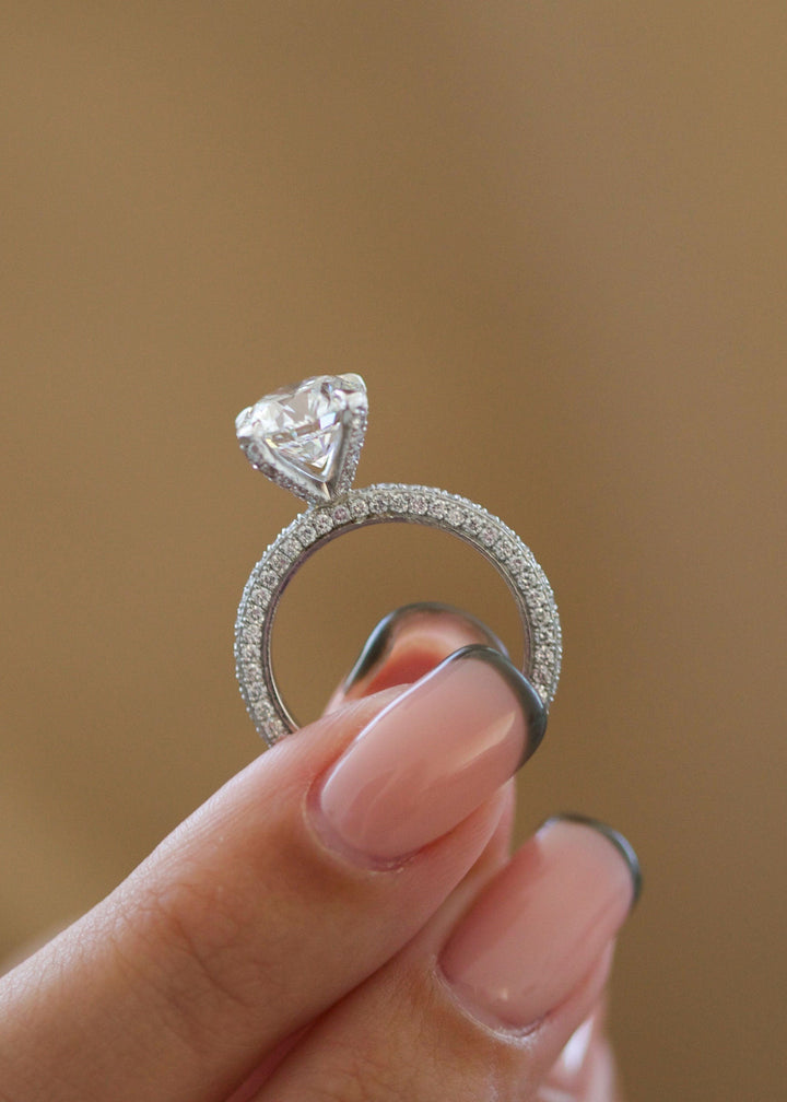 1.0- 3.0 CT Round Diamond Engagement Ring With Pave Setting