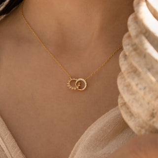 Sun & Moon  Moissanite Diamond Eternity Necklace in Solid Gold