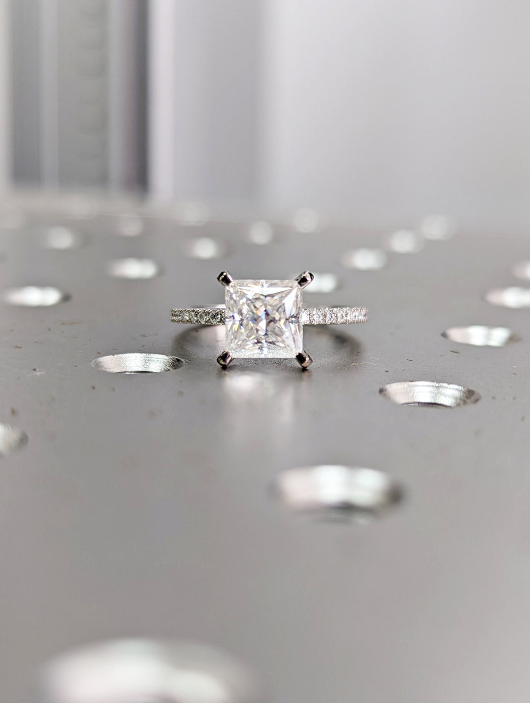 1.50CT Princess Cut Pave Diamond Lab Grown Engagement Ring For Women