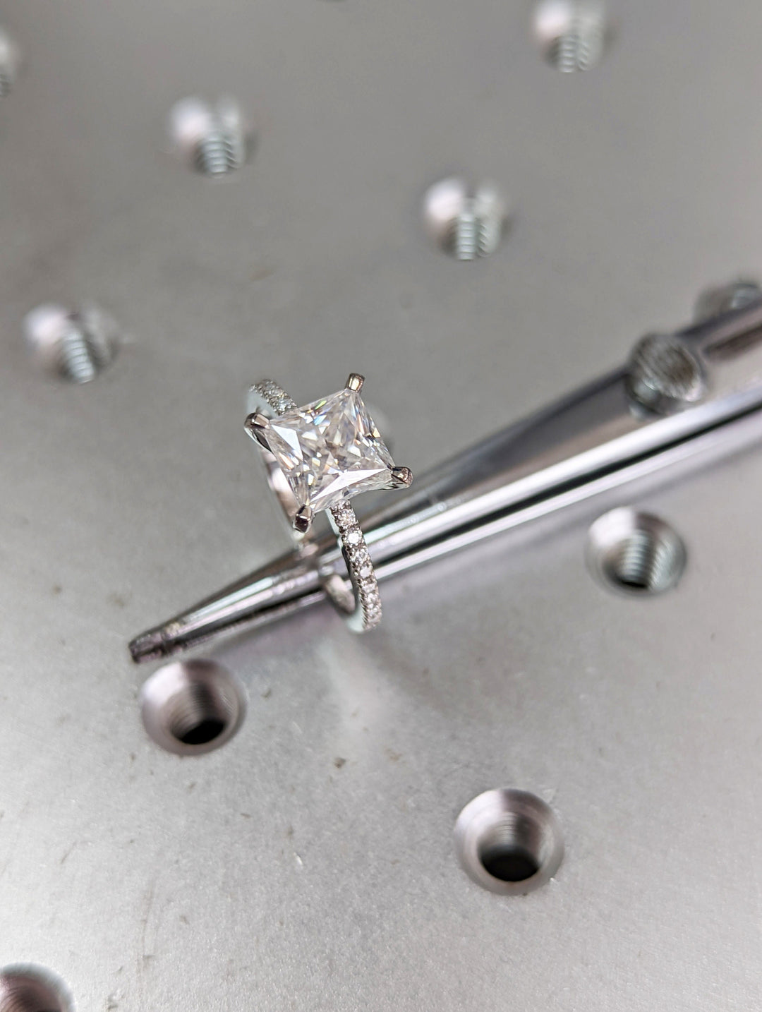 1.50CT Princess Cut Pave Diamond Lab Grown Engagement Ring For Women