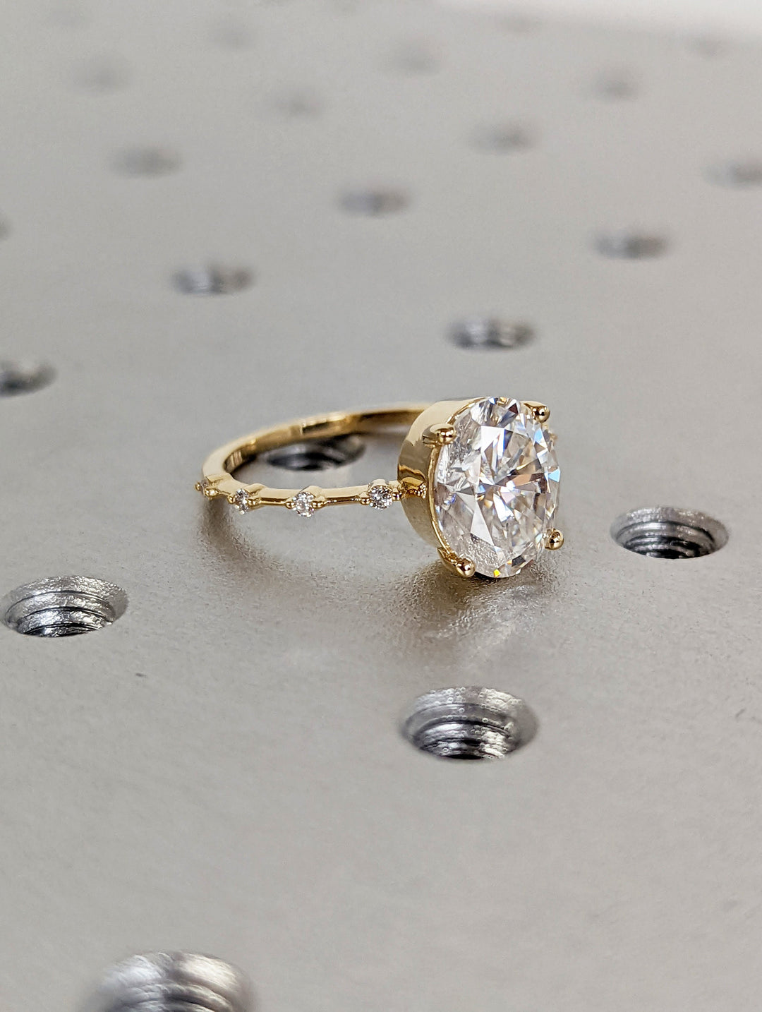 2.50CT Oval Lab Grown Petite Pave Diamond Engagement Ring For Her