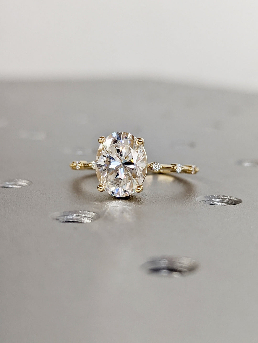 2.50CT Oval Lab Grown Petite Pave Diamond Engagement Ring For Her