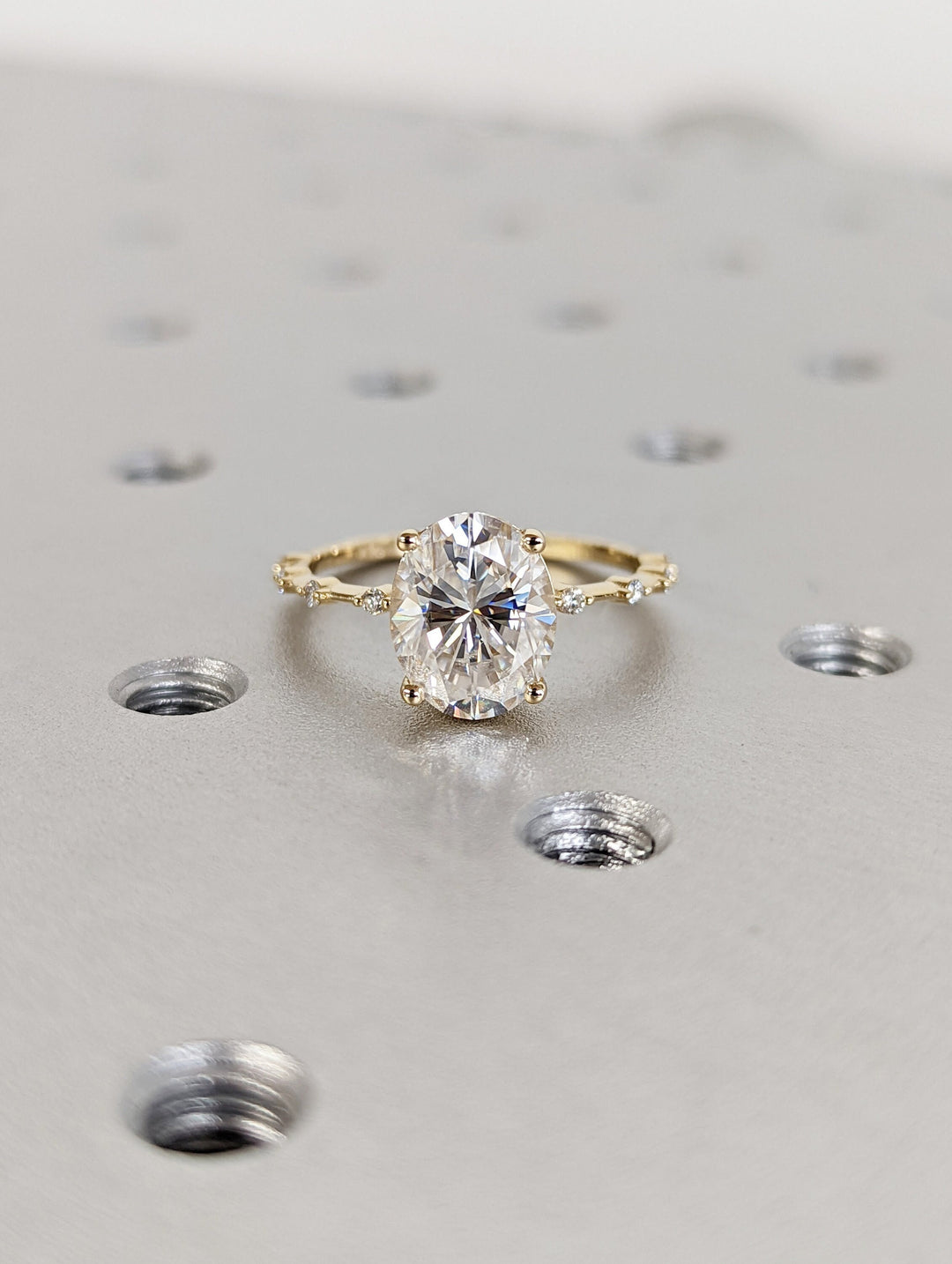 2.50CT Oval Lab Grown Petite Pave Diamond Engagement Ring For Her